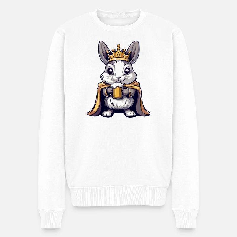 Hase Bier König - Männer Premium Bio Pullover - Weiß