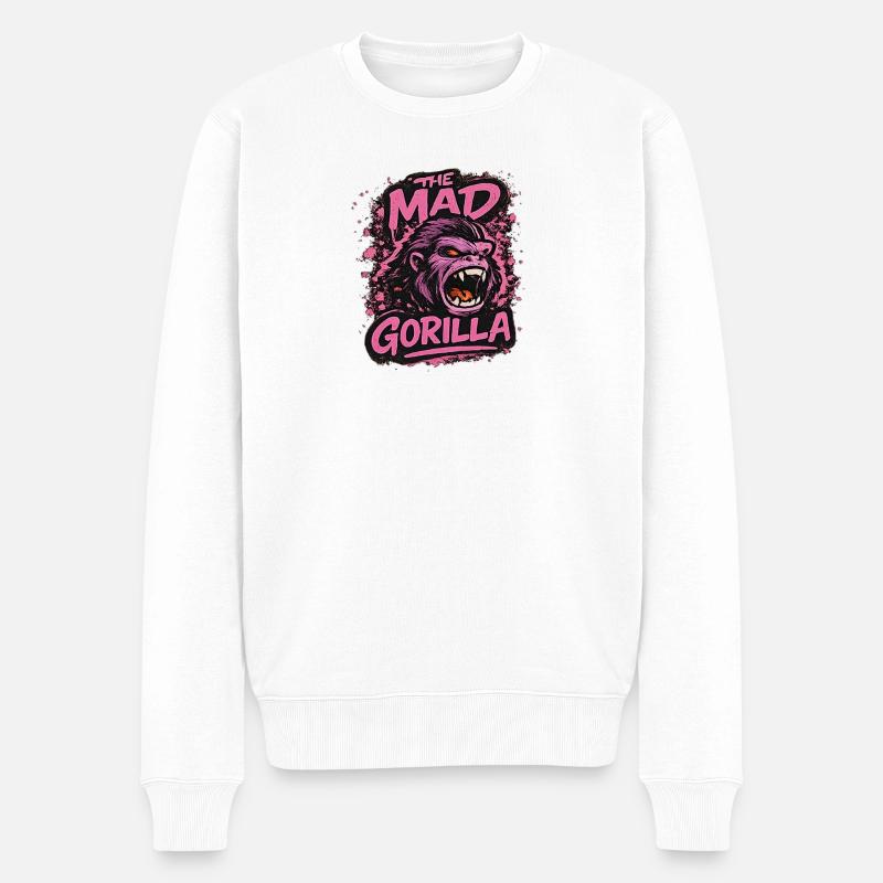 Der wütende Gorilla - Männer Premium Bio Pullover - Weiß
