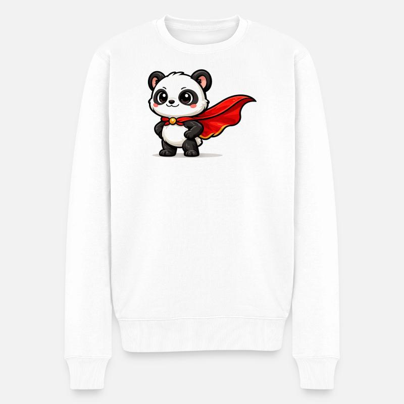 held Panda – Kleiner Superpanda - Männer Premium Bio Pullover - Weiß