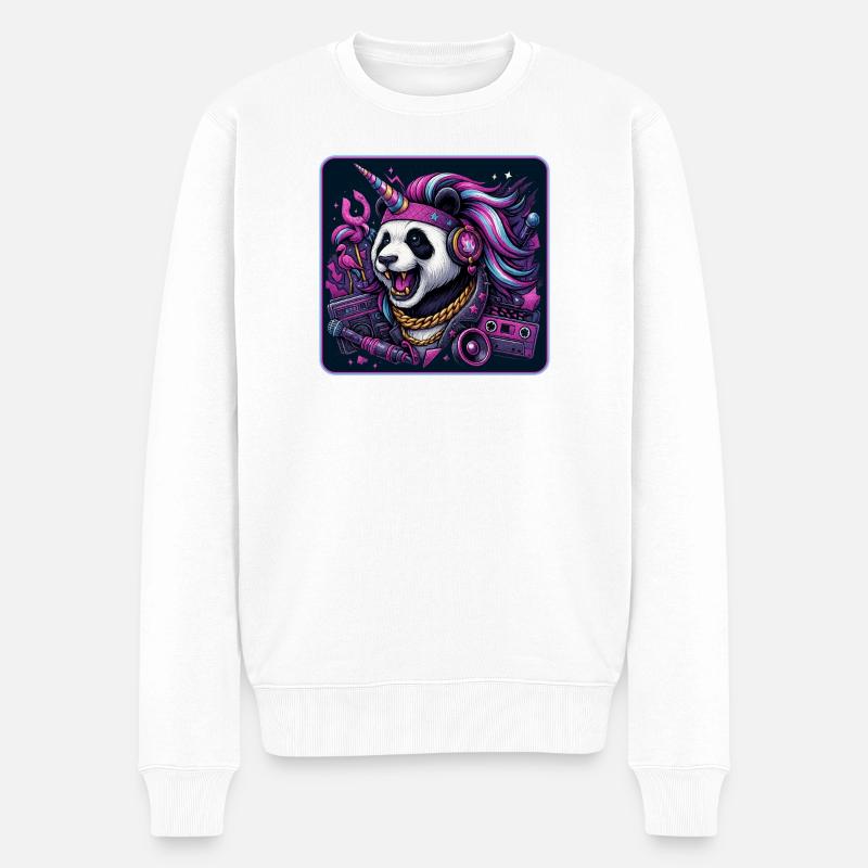 Panda Einhorn Party - Männer Premium Bio Pullover - Weiß