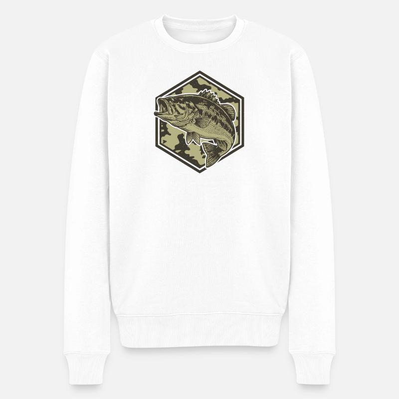 La basse dans l’hexagone de camouflage - Pull Premium bio Homme - blanc