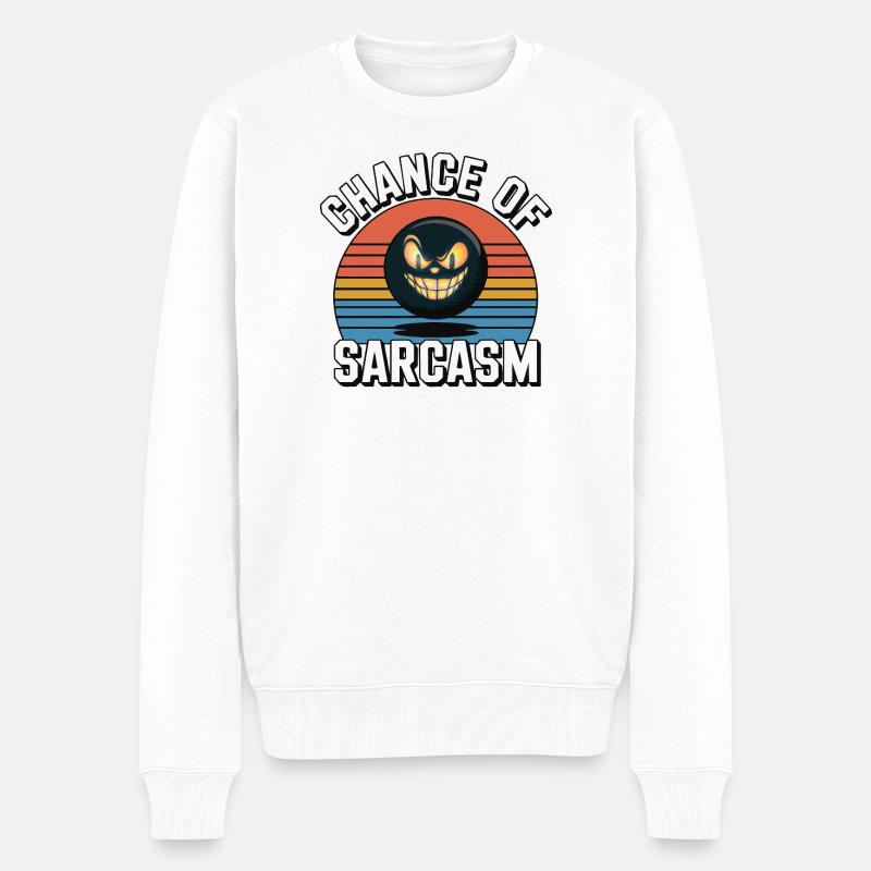 Chance of Sarcasm - Retro Grinsen - Männer Premium Bio Pullover - Weiß