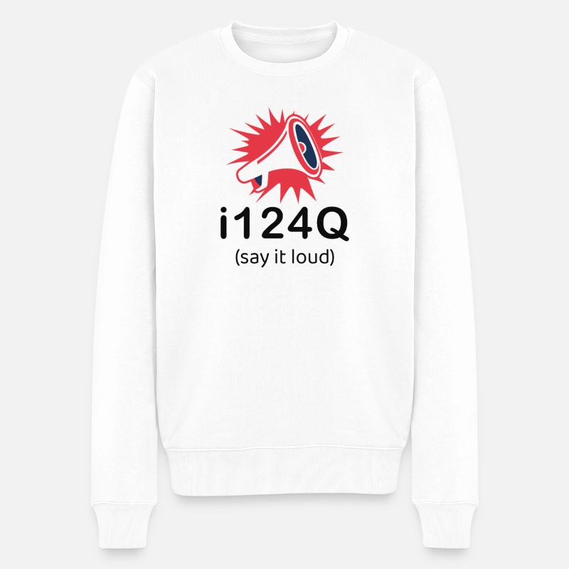 i124Q – Bold Statement Dark Edition - Männer Premium Bio Pullover - Weiß