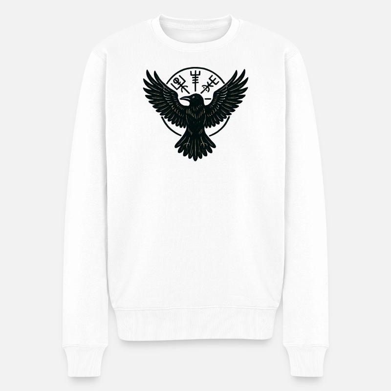 Mystischer Rabenkreis - Männer Premium Bio Pullover - Weiß