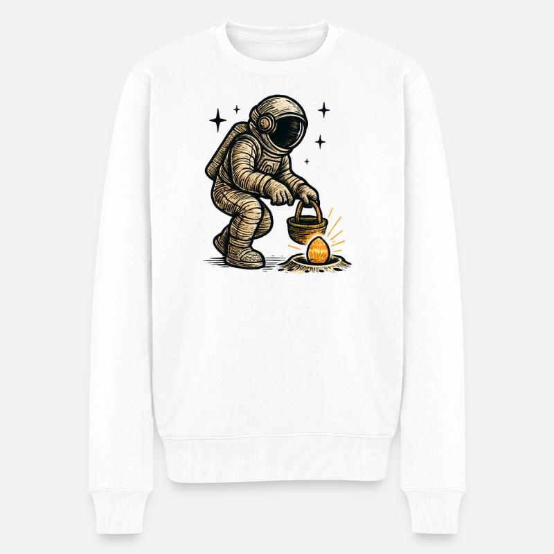 Astronaute collecte des œufs de Pâques - Pull Premium bio Homme - blanc