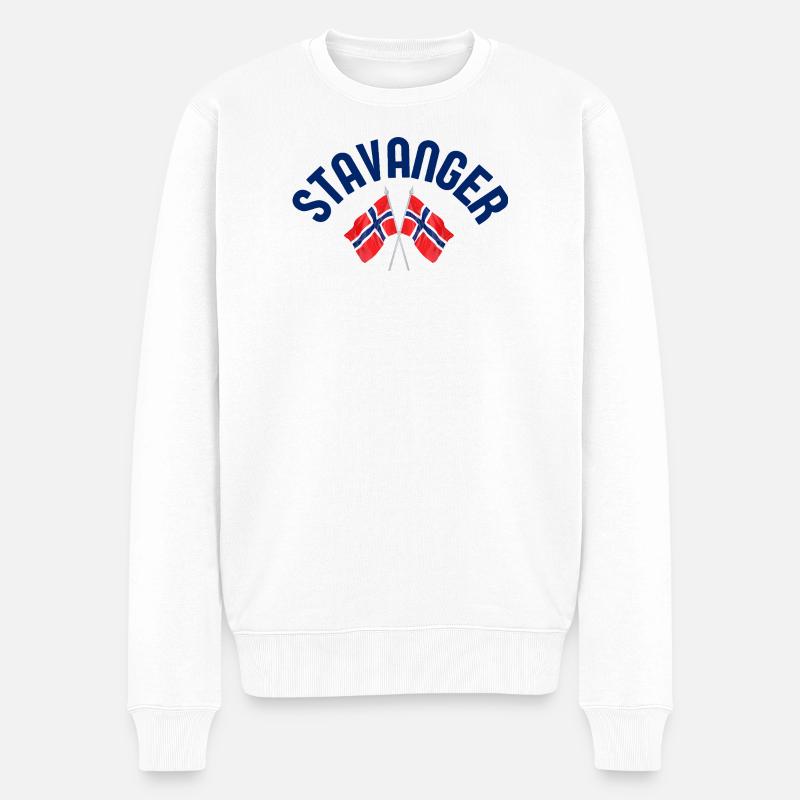 Stavanger-Norwegen-Flaggen - Männer Premium Bio Pullover - Weiß