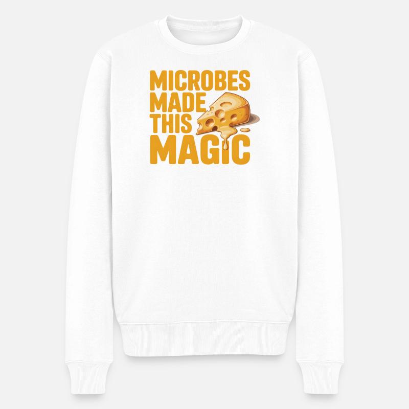 Mikroben haben gezaubert | Käse - Männer Premium Bio Pullover - Weiß