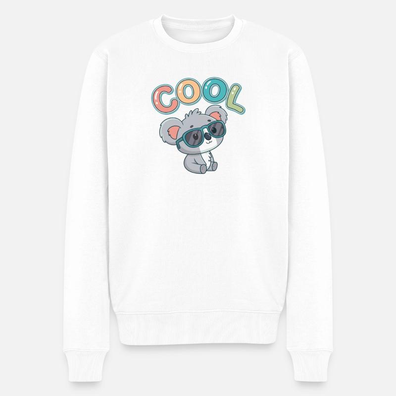 Koala Cool pastel Lunettes - Pull Premium bio Homme - blanc