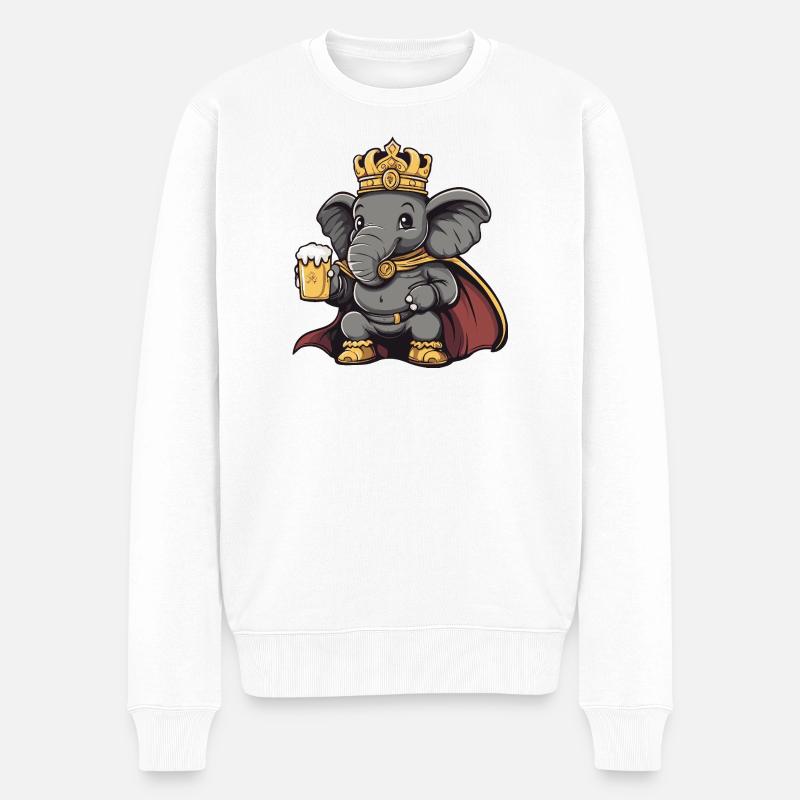 Elefant Bier König - Männer Premium Bio Pullover - Weiß