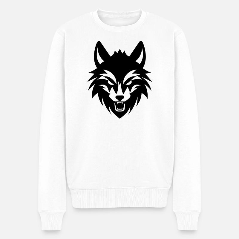 Wolf - Männer Premium Bio Pullover - Weiß