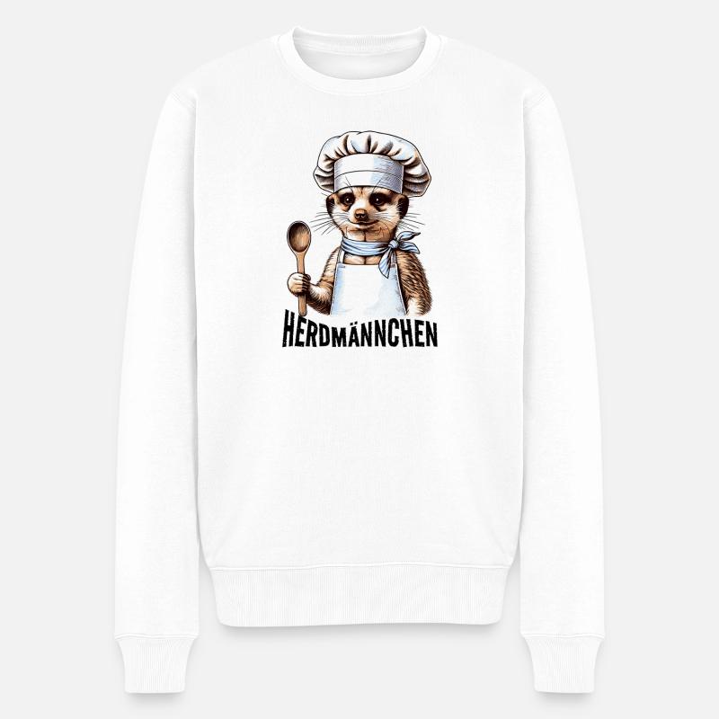 Herdmännchen Erdmännchen Koch Lustiges Outfit - Männer Premium Bio Pullover - Weiß