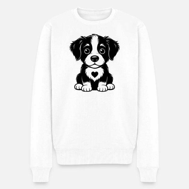 Chiot câlin au cœur tendre - Pull Premium bio Homme - blanc