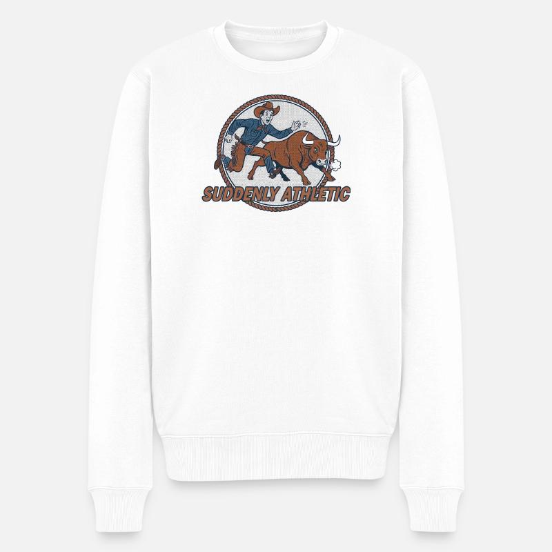 Plötzlich Athletisches Rodeo - Männer Premium Bio Pullover - Weiß