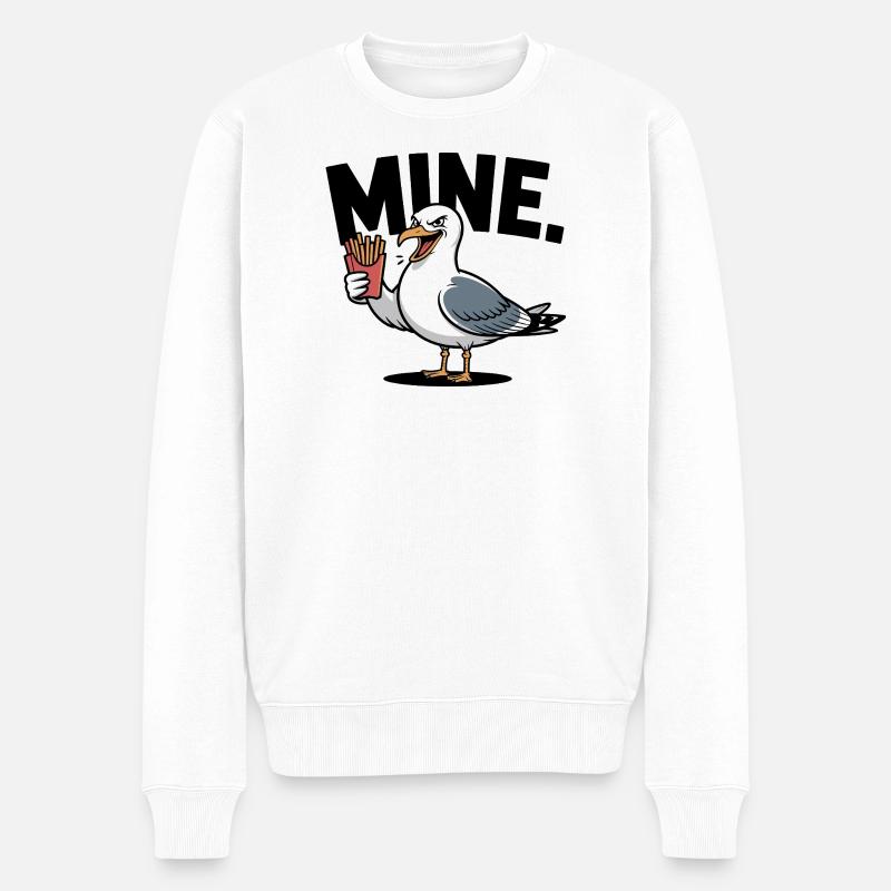 Grumpy Seagull with Fries - Pull Premium bio Homme - blanc