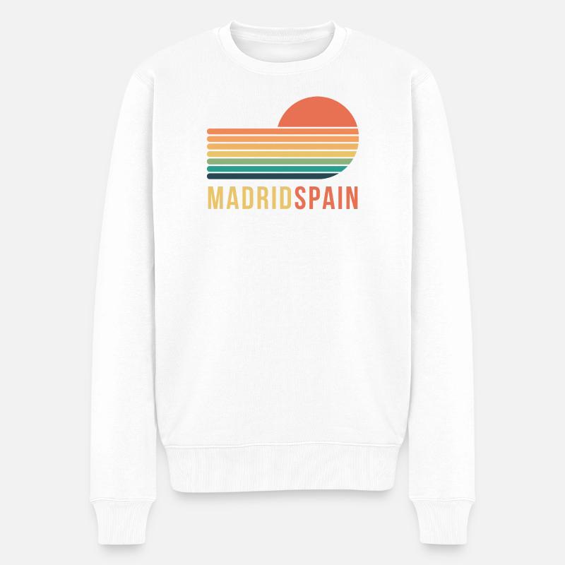 Madrid Spain Retro - Männer Premium Bio Pullover - Weiß