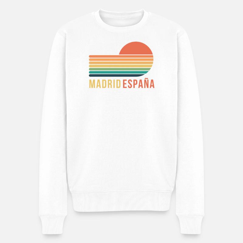 Madrid, Spanien - Männer Premium Bio Pullover - Weiß
