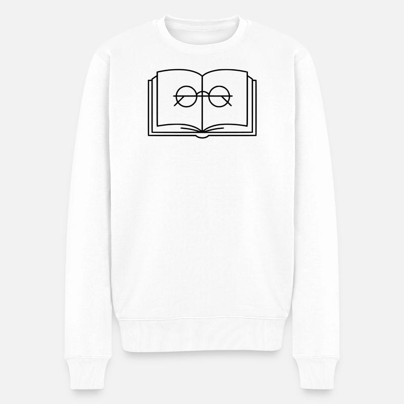 Offenes Buch Brille Lesebrille - Männer Premium Bio Pullover - Weiß