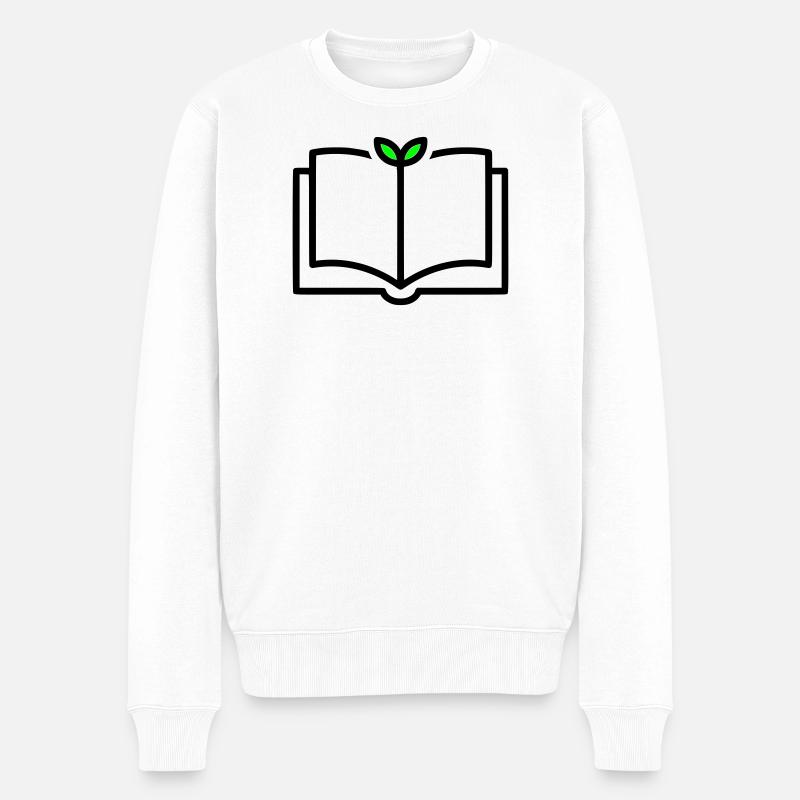 Buch Pflanze Wachstum Lernen - Männer Premium Bio Pullover - Weiß