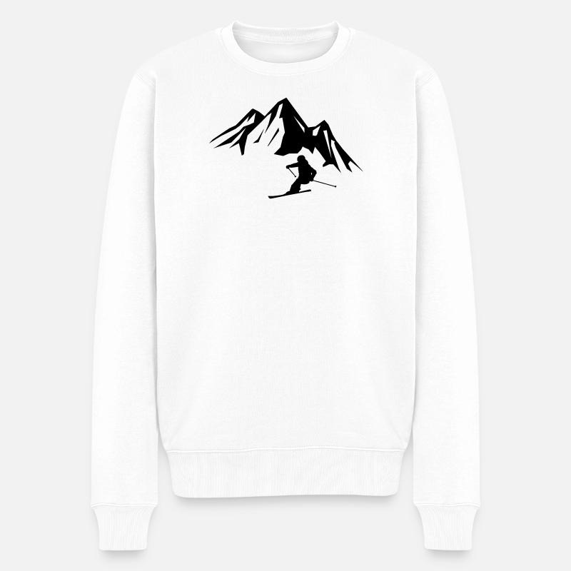Berge Skifahrer - Männer Premium Bio Pullover - Weiß