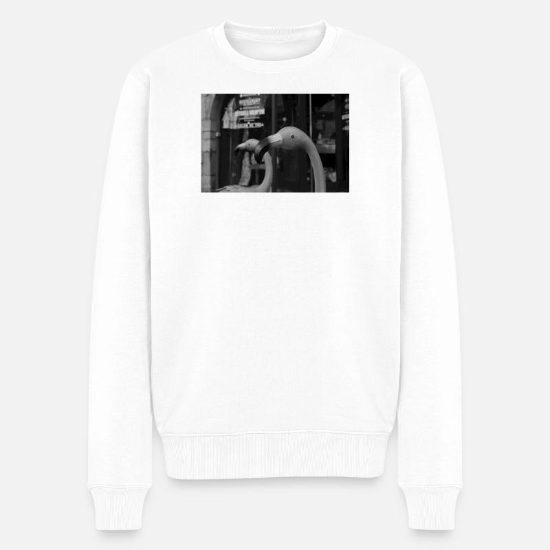 Flamants Noir et Blanc Silhouette - Pull Premium bio Homme - blanc