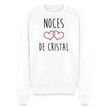 Crystal Wedding 15 Jahre Ehe - Männer Premium Bio Pullover - Weiß - Vorne - Thijin (182cm)