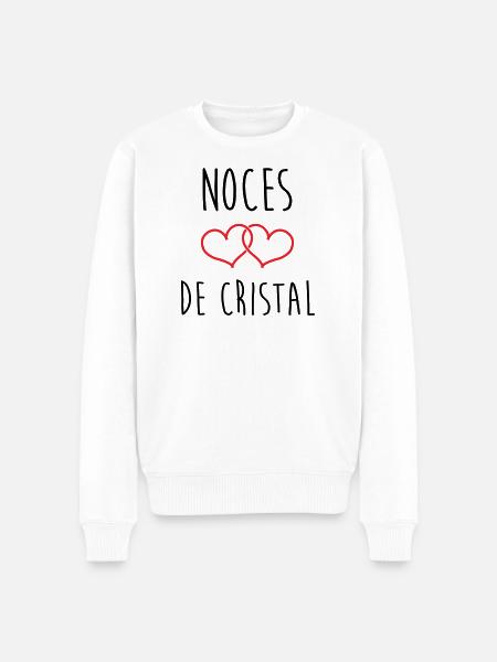 Crystal Wedding 15 Years of Marriage - Men's Premium Organic Jumper - white