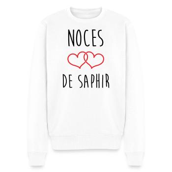 Saphirhochzeit 16 Jahre Ehe - Männer Premium Bio Pullover - Weiß - Vorne - Thijin (182cm)