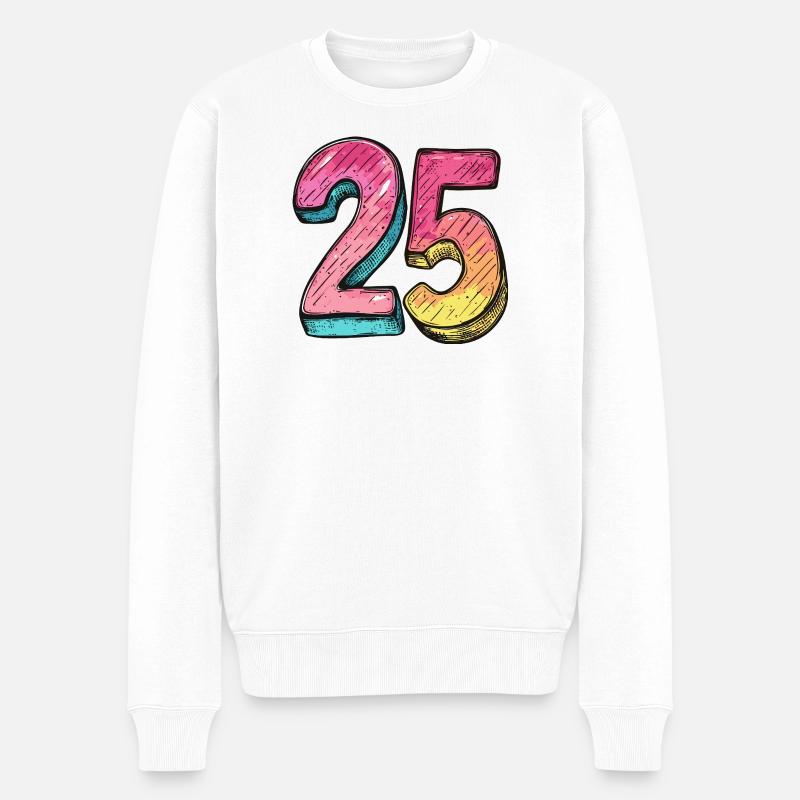25 Zahl Bunt - Männer Premium Bio Pullover - Weiß