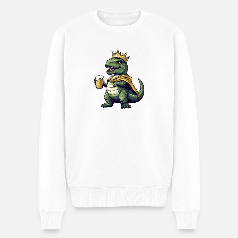 Dinosaurier T-Rex Bier König - Männer Premium Bio Pullover - Weiß