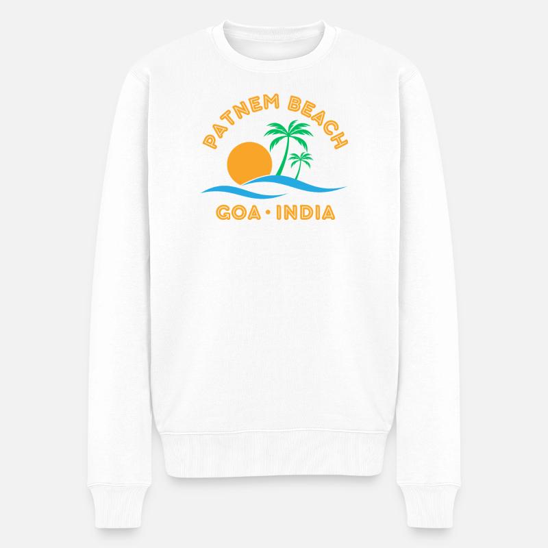 Patnem Beach, Goa, Indien - Männer Premium Bio Pullover - Weiß