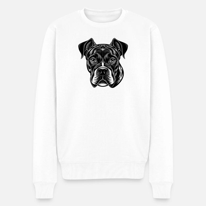 Boxerhund - Männer Premium Bio Pullover - Weiß