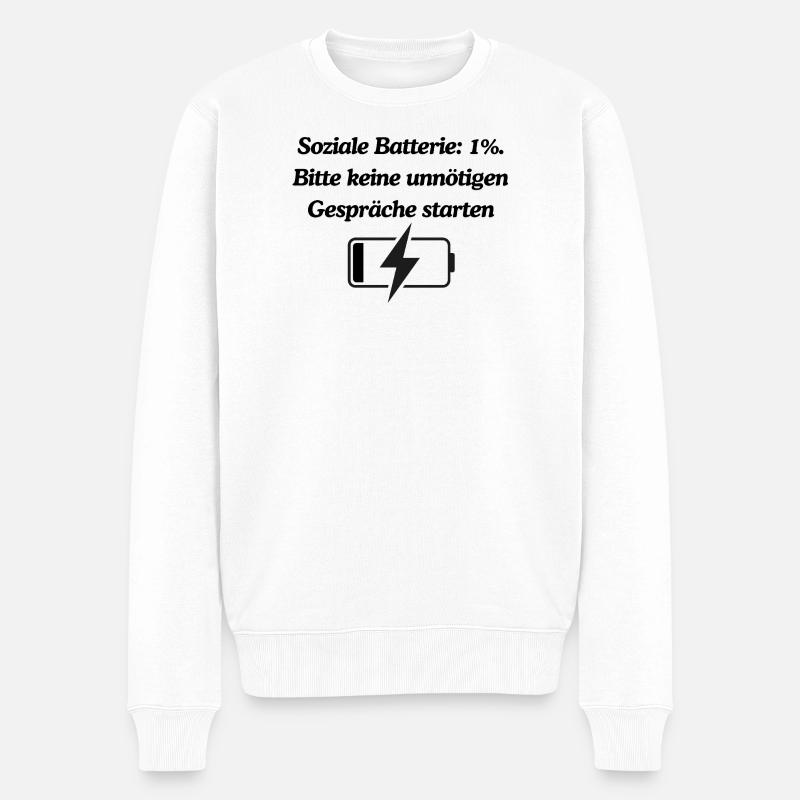 Soziale Batterie - Männer Premium Bio Pullover - Weiß