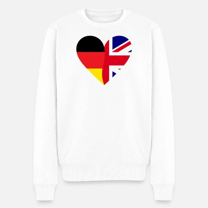 Germany Great Britain Heart - Männer Premium Bio Pullover - Weiß