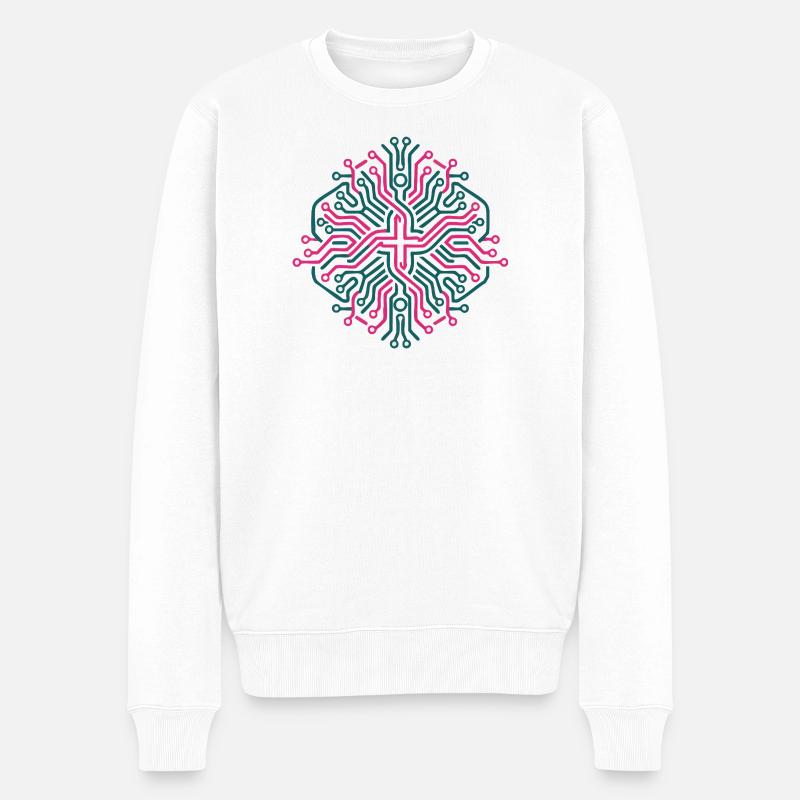 Rosa und Blaues symmetrisches neuronales Netzwerk - Männer Premium Bio Pullover - Weiß
