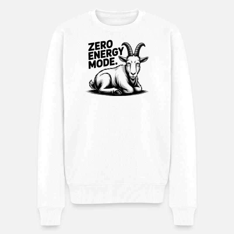 Zero-Energie-Mode-Ziege - Männer Premium Bio Pullover - Weiß