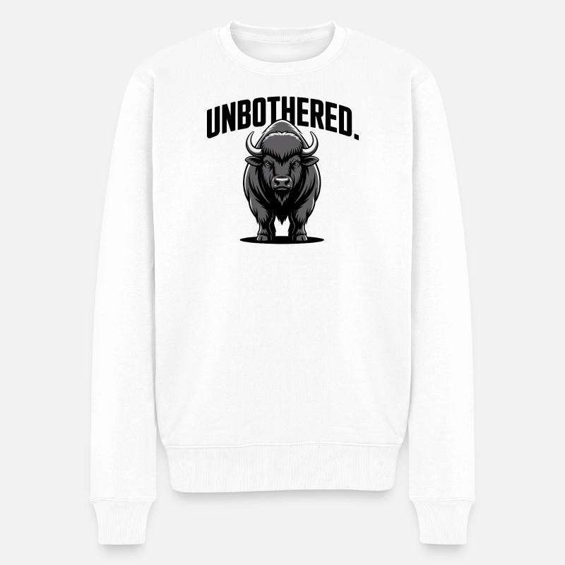 Ungestörtes Stier-Emblem - Männer Premium Bio Pullover - Weiß