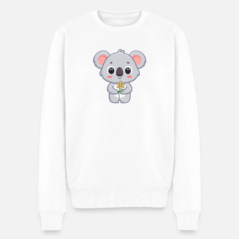 Koala mignon et fleur lumineuse - Pull Premium bio Homme - blanc