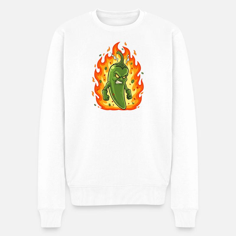 Feuriger Chili-Kämpfer - Männer Premium Bio Pullover - Weiß