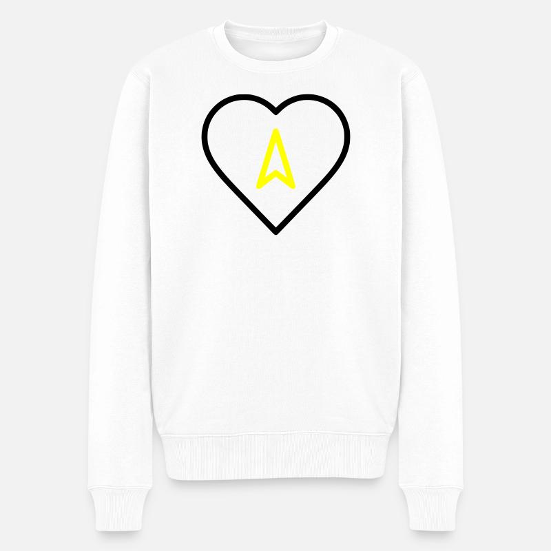 Herz mit Pfeil Richtung - Männer Premium Bio Pullover - Weiß