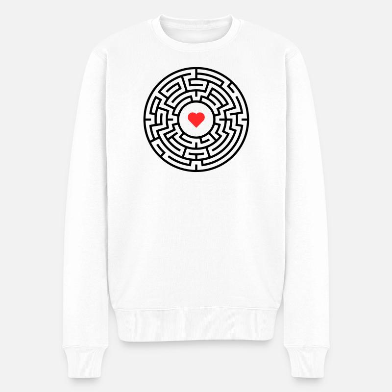 Labyrinthe du Labyrinthe Heart Maze - Pull Premium bio Homme - blanc
