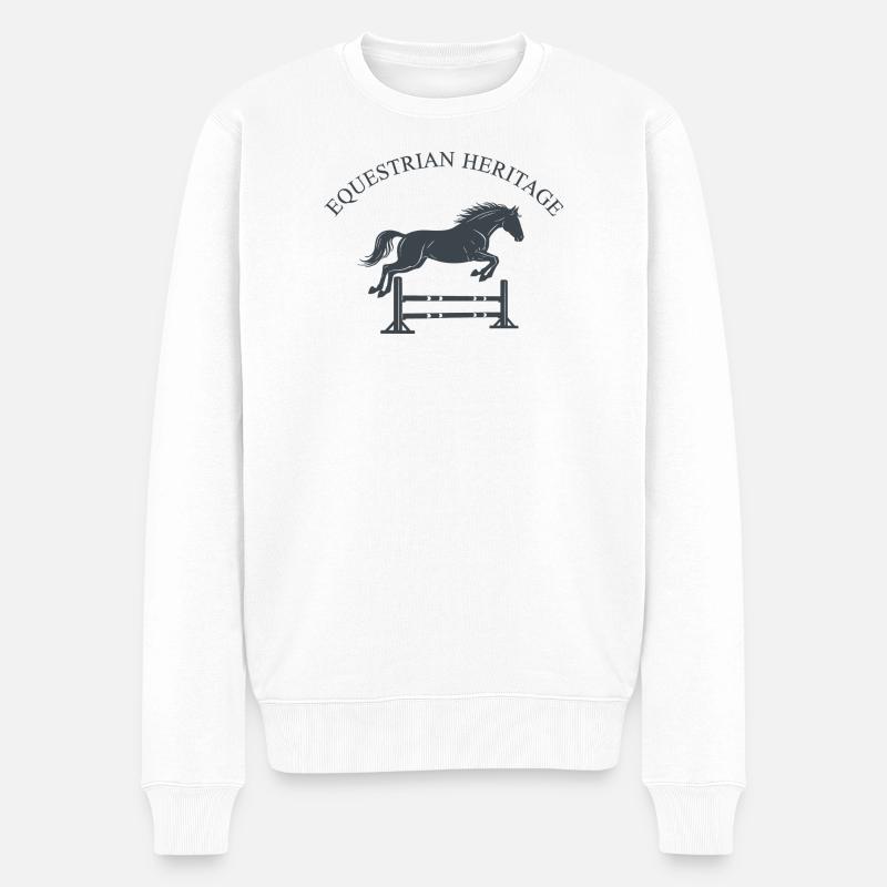 Saut d’obstacles du patrimoine équestre - Pull Premium bio Homme - blanc