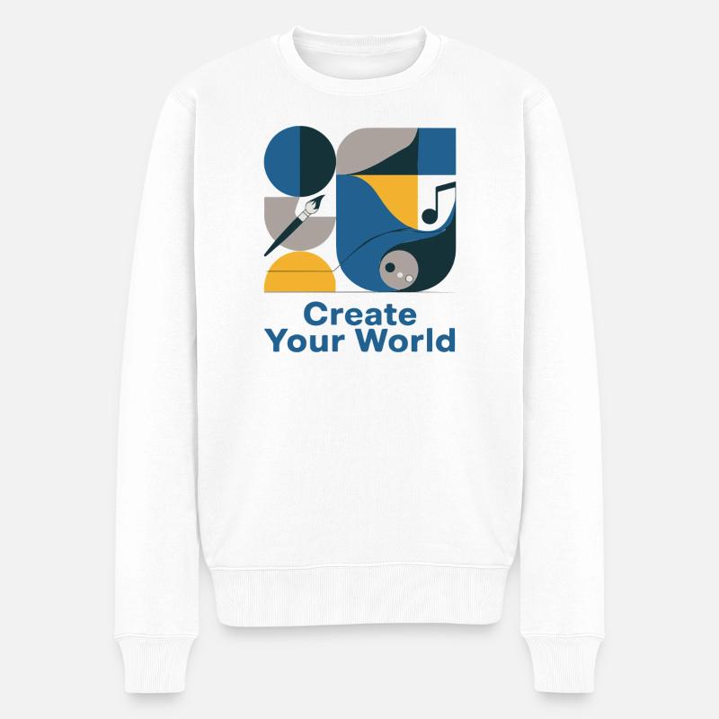 Weltschöpfer-Abstraktpalette - Männer Premium Bio Pullover - Weiß