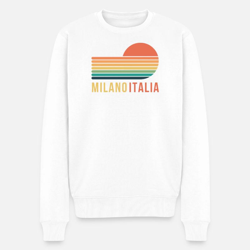 Mailand, Italien - Männer Premium Bio Pullover - Weiß
