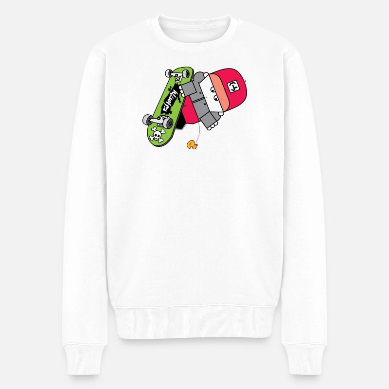 Graphique néon Skate Panda - Pull Premium bio Homme - blanc