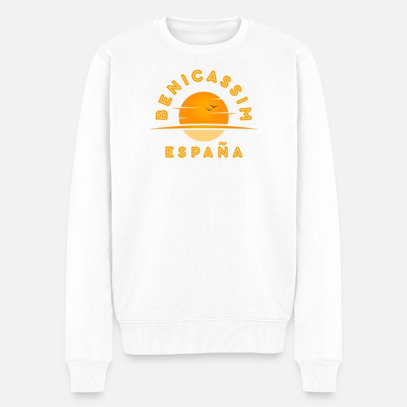 Benicassim España Sonnenuntergangslogo - Männer Premium Bio Pullover - Weiß
