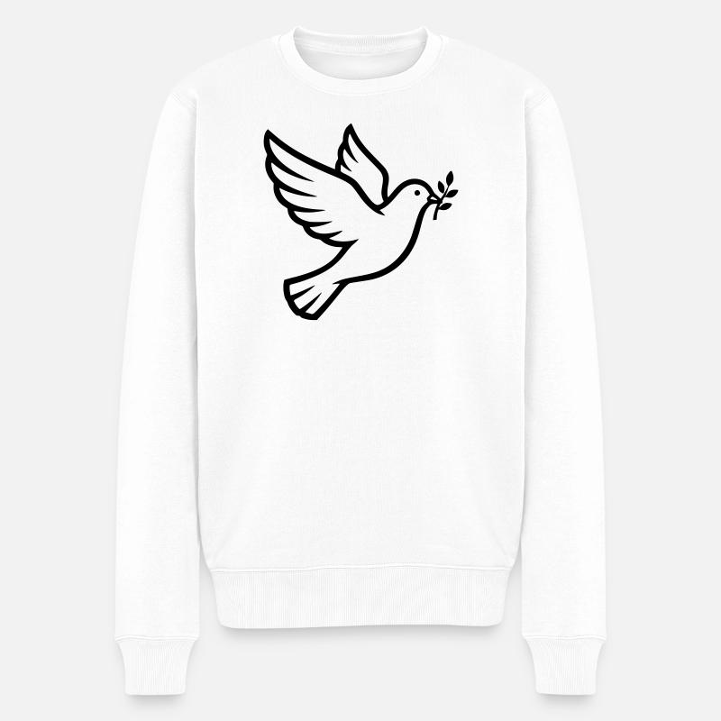 Friedenstaube Zweig Peace - Männer Premium Bio Pullover - Weiß