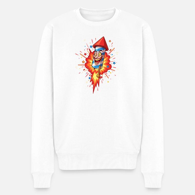Explosion de dessin animé Rocket Rieur - Pull Premium bio Homme - blanc