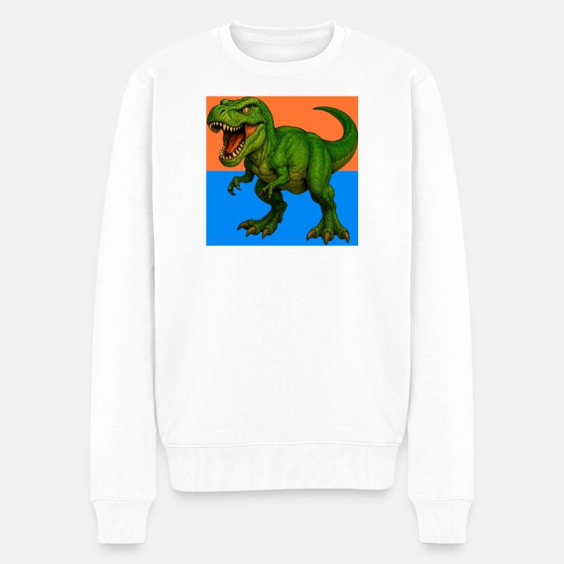 Dinosaurier - Männer Premium Bio Pullover - Weiß