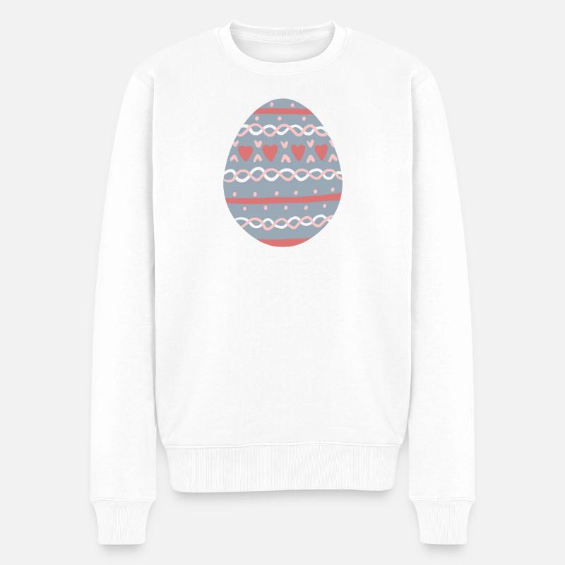 Pastel Hearts Egg Pattern - Männer Premium Bio Pullover - Weiß