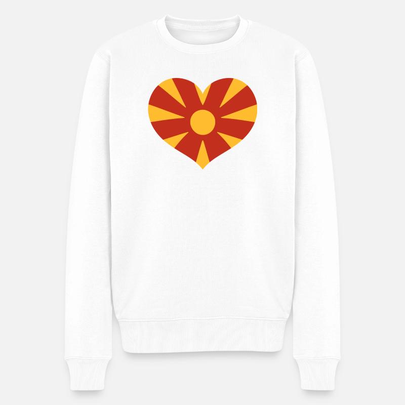 Emblème du cœur de Macédoine - Pull Premium bio Homme - blanc
